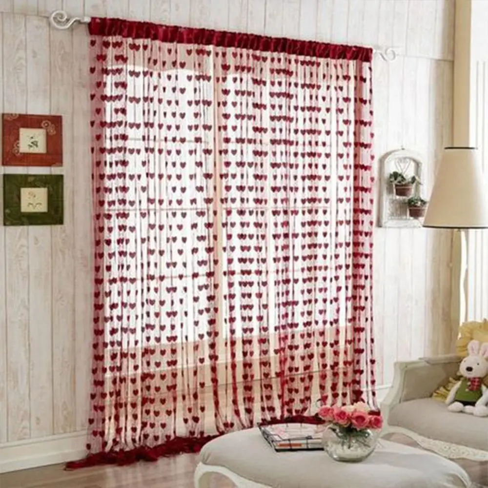 

New Room Drapes Heart Loving Door Tassel Curtain Window Pattern