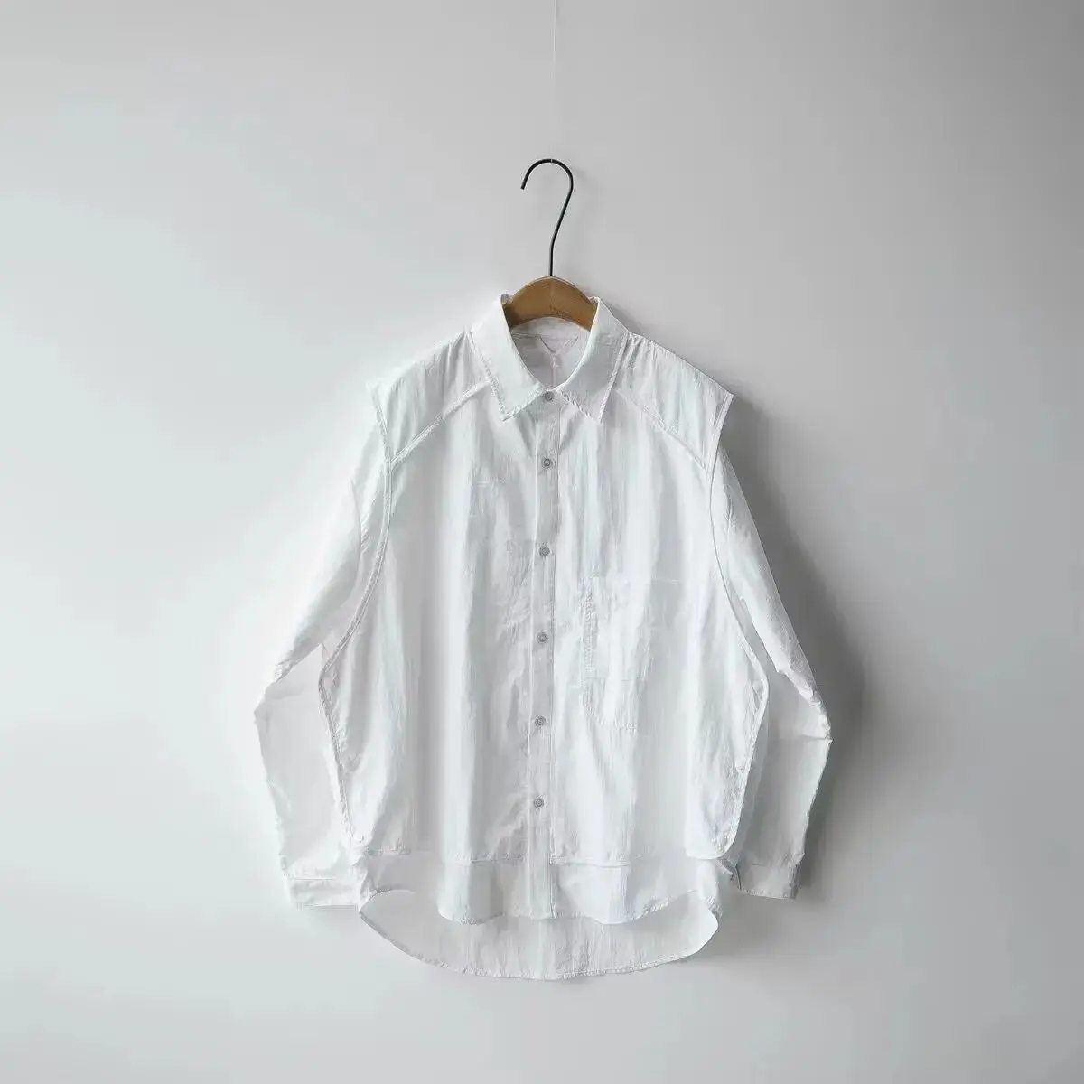 

Мужской длинный свободный дизайн, повседневный Jaet Sved irt CleanFit, воротник из искусственной кожи, подходит для среднего возраста и ли, 3D-эффект