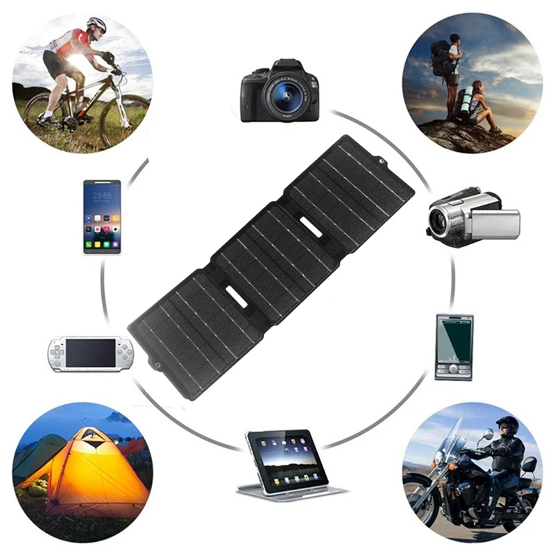 15W 5V Foldable Solar Charger USB 5V Mobile Power Solar Panel Folding Bag Portable Outdoor Waterproof Solar Panel