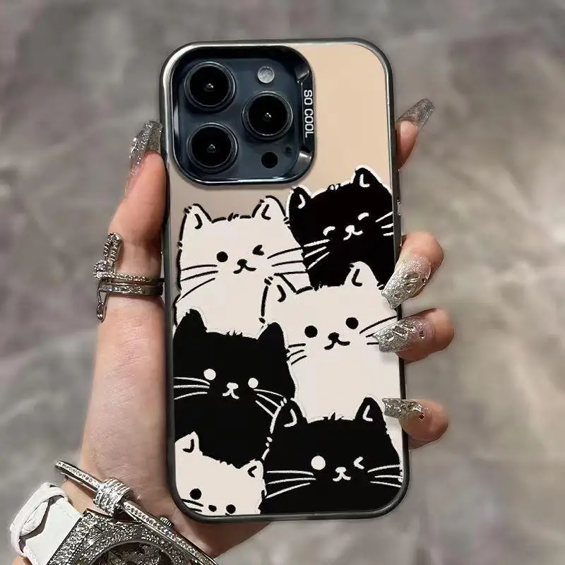 

Screen is filled with quirky cats phone case for iPhone 16 15 14 13 12 11 Pro/ Max/Plus shock-proof rear cover anti-fingerprint