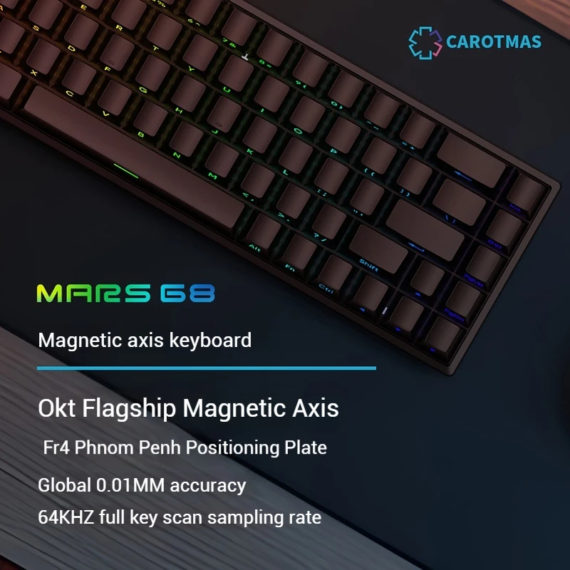 

Carotmas Mars68pro Magnetic Axis Wireless Mechanical Keyboard Pbt Side Engraving 0.01mmquick Trigger Hotplugging Gaming Keyboard