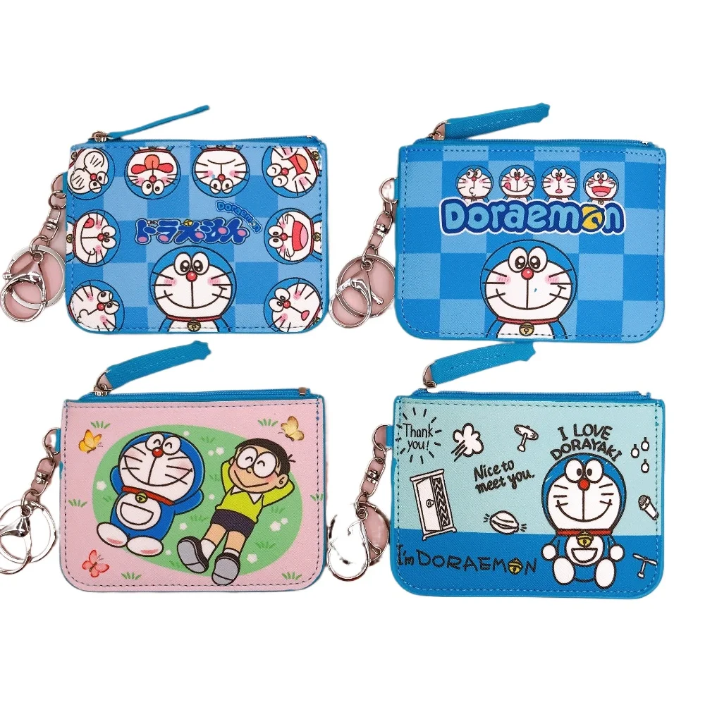 Monederos Doraemon para mujer, billetera bonita, monederos para niñas, estuche Kawaii, billetera para llaves, llaveros, tarjetero