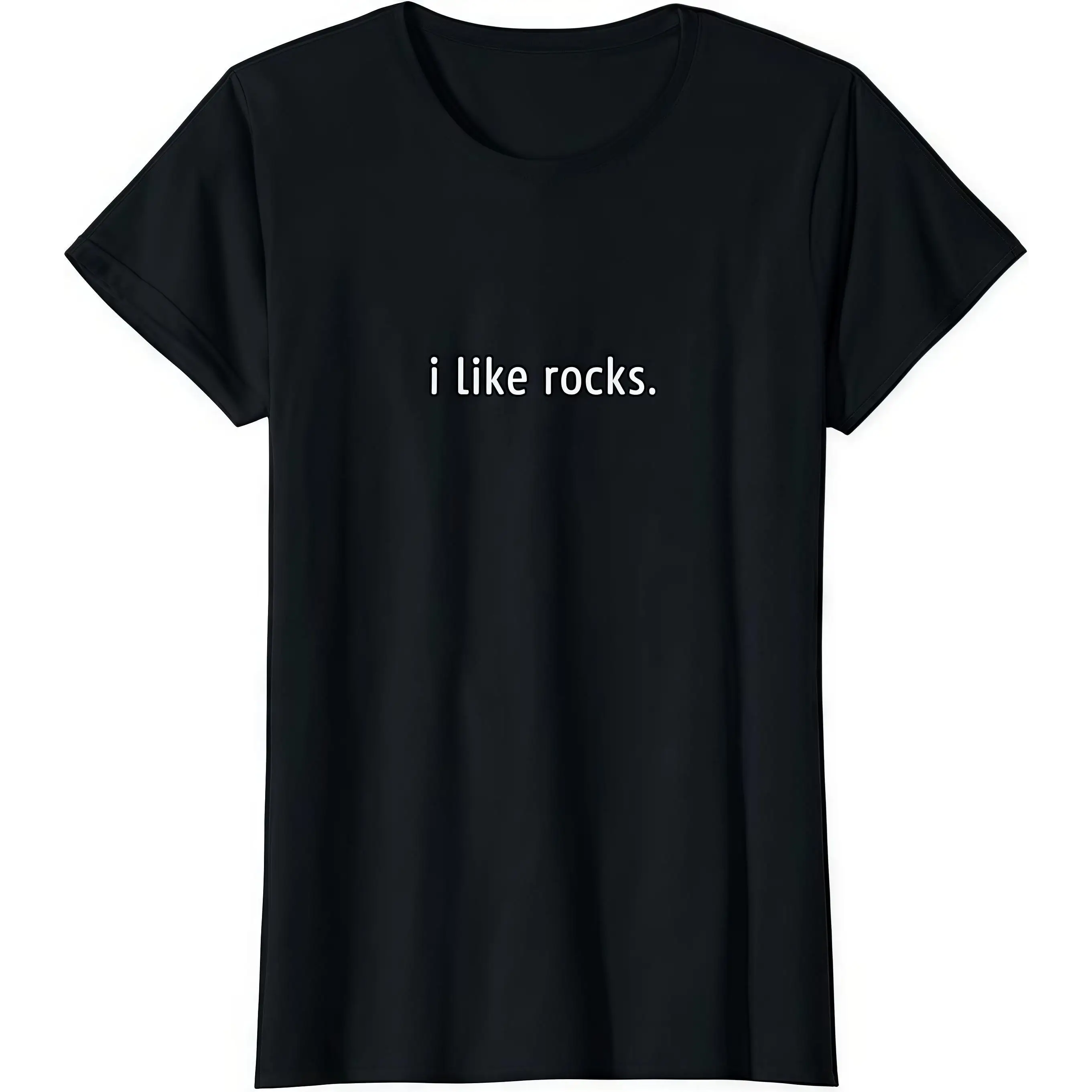 

I Like Rocks" Simple Letter Print T-shirt | Funny Casual Men’s Tee for Nature and Rock Lovers
