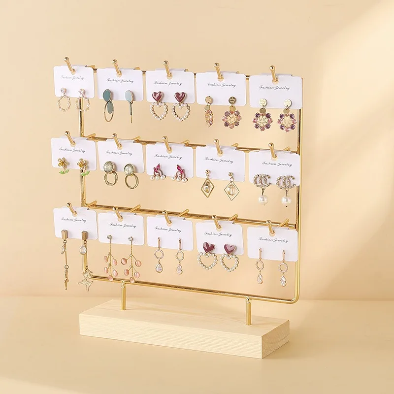 1pc Fashion 3 Tier 15 Hooks Earrings Display Stand Necklace Bracelet Pendant Earring Jewelry Storage Rack Counter Showcase Props