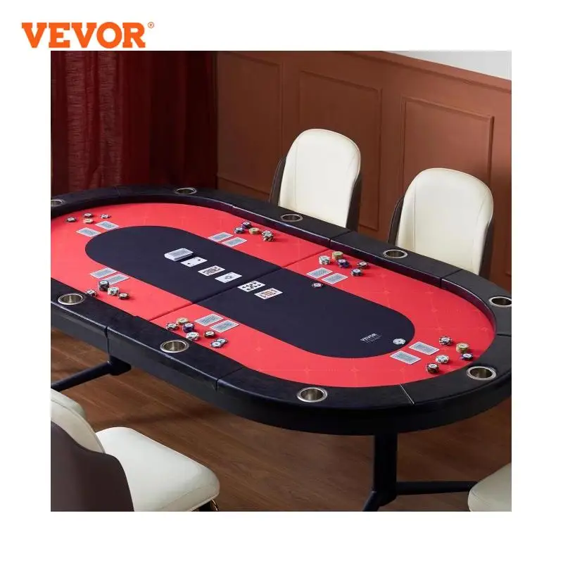 VEVOR Tavolo da Poker Pieghevole per 10 Giocatori, Tavolo da Poker Blackjack Texas Holdem con Guide Imbottite e Portabicchieri in Acciaio Inossidabile, Tavolo da Gioco Blu