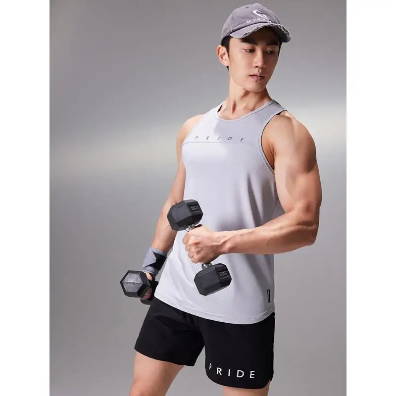 Men's Fitness Vest Sports Mesh Breathable Summer Running Top Elastic Cool Sunscreen Sleeveless