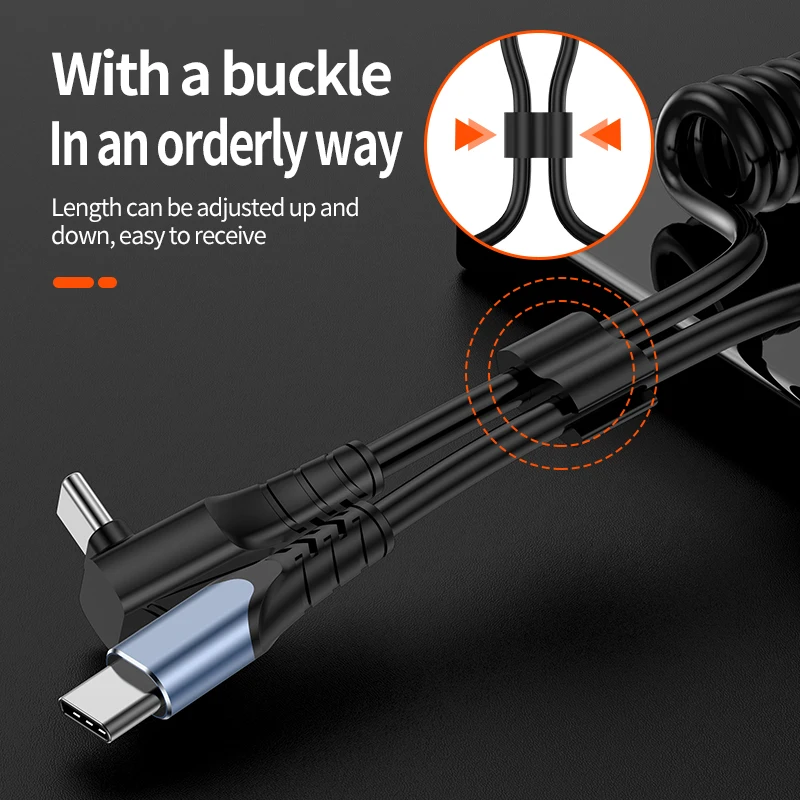 Vehicle Mounted Spring Elbow PD Data Cable For Ipone Huawei Lite Samsung C-Type Fast ChargingCable Retractable C-type Cable