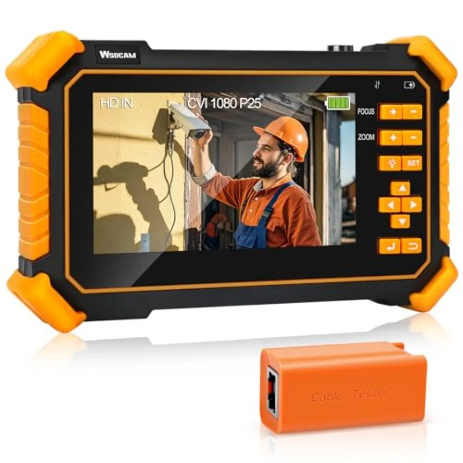 

CCTV tester for security monitoring, HD coaxial cameras, black, 4-in-1 auto-detection with 4.3in TFT-LCD, PTZ control, OSD menu