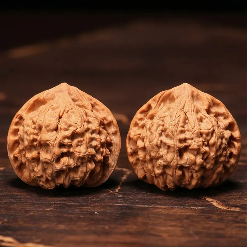 Natural Wenwan Walnut Collectibles Blood Kirin Pattern Official Hat Lion Head Hand Massage Fidget Toy Exquisite Gift For Elders