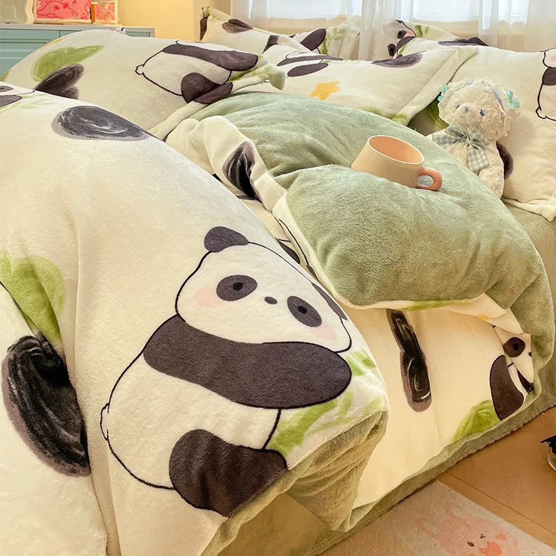 2026 Cartoon Flannel Duvet Cover High Quality Skin-Friendly Quilt Cover for Double Queen Autumn and Winter Thick Home Textiles