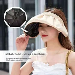 Summer Hats For Women Wide Brim Empty Top Lady Hat Sunscreen Sun Visor Sun Hat Beach Cap Outdoor Cycling Portable