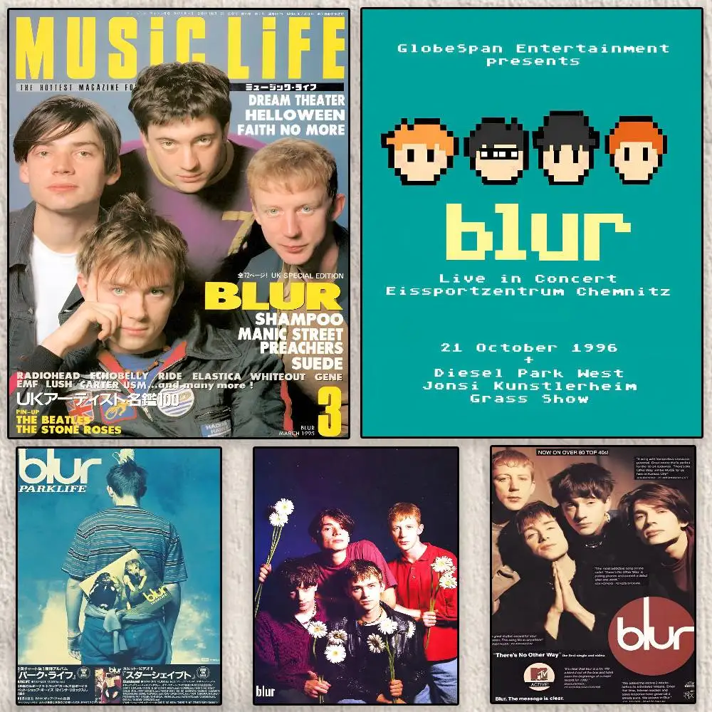 

Band Rock B-Blur Hot Poster Modern Waterproof HD Wall Art Decal Self-Adhesive Aesthetic Decor for Home Living Room Bedroom Bar