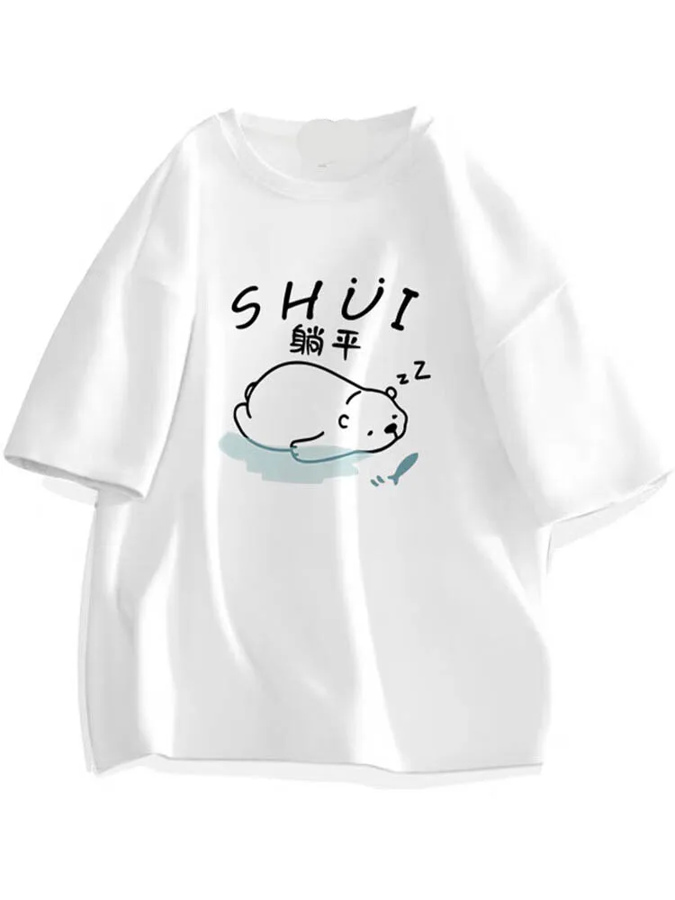 

Cartoon graffiti short-sleeved T-shirt men's summer loose cotton round neck clothes trendy brand Korean youth short sleeves