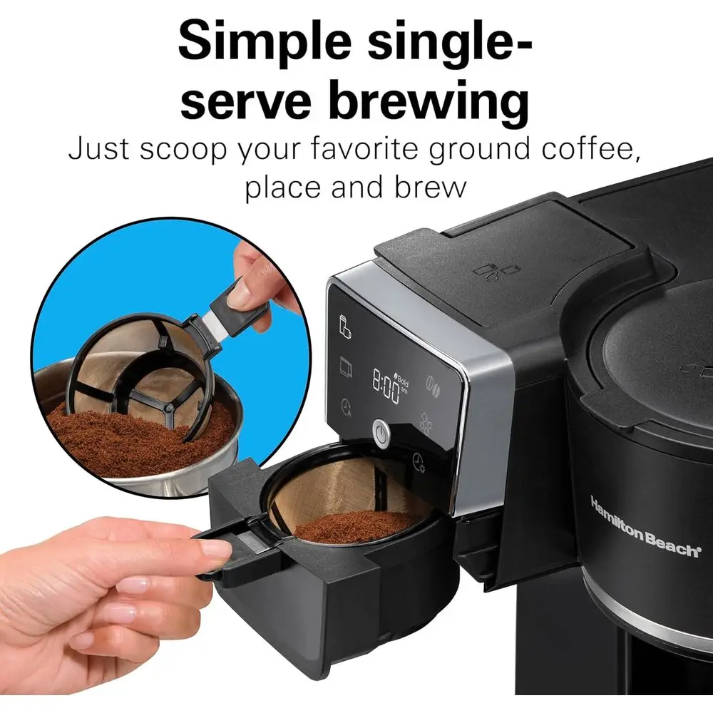 2-Way 12 Cup Progmable Drip Hot and Iced Coee Maker & Single Serve Coee hine, Glass Carae, Auto Pause and Pour, Black (47500J)