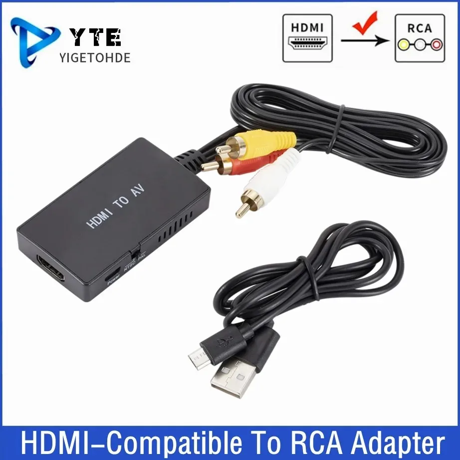 

HDMI-Compatible To RCA AV/CVBS L/R Adapter HD Video Converter Box 1080P Mini HDMI-Compatible to AV Support NTSC PAL For TV Box