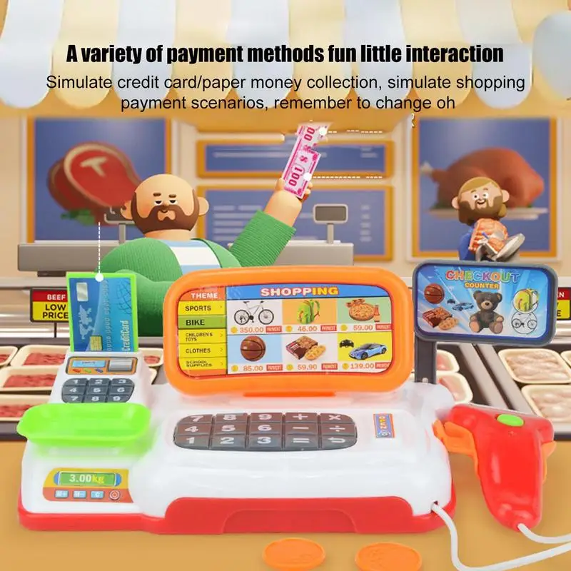 

Cash Register Toy For Kids Pretend Play Store With Sound And Light Colorful Children's Supermarket Checkout Role-Play Cashier