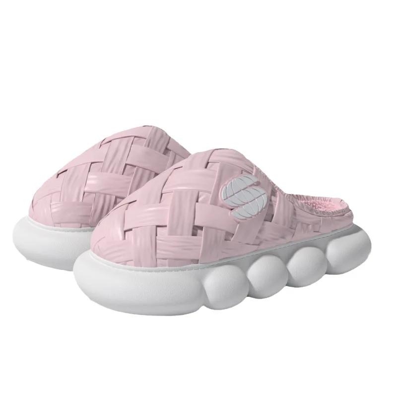 Woven Waterproof Cotton Slippers For Women Winter Warm And Soft Soles For Household Increase Thick Sole Home Slipper Man