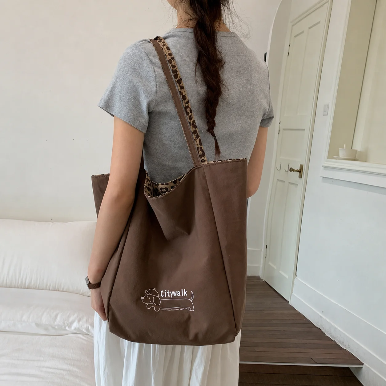 Reversible Tote Bag  Shoulder Handbag Cartoon Dachshund Bag Reversible Large Capacity Bag For Short Trips Daily Commuting