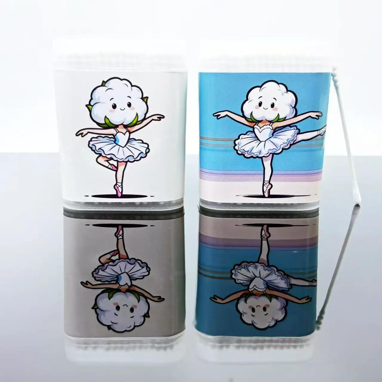 400Pcs/600Pcs Ballet-Themed Double-Ended Cotton Swabs Ballet-Shaped Cotton Swabs White Spiral Round Cotton Swab Sticks