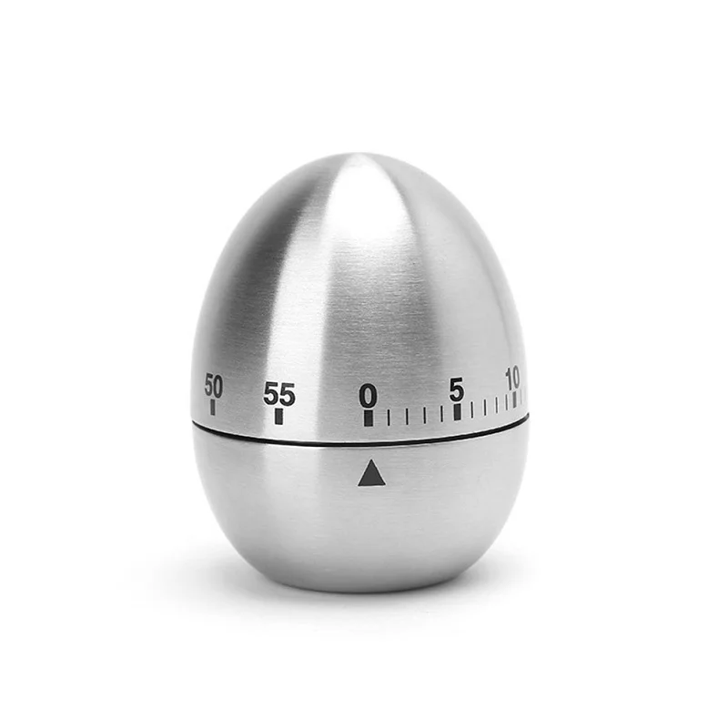 

Stainless Steel Egg Shape Kitchen Timer Mechanical Drive Count-down Kitchen Timer