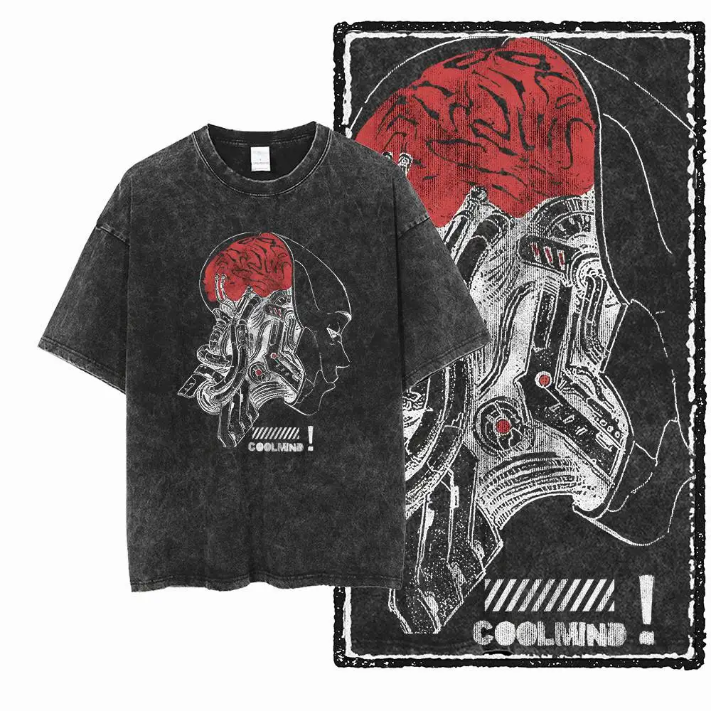G23 Acid Washed Black Big Size Cool Cotton  Men's COOLMIND  Printed Graphic T-shirt |  Streetwear O-neck men's Tee Tshirt