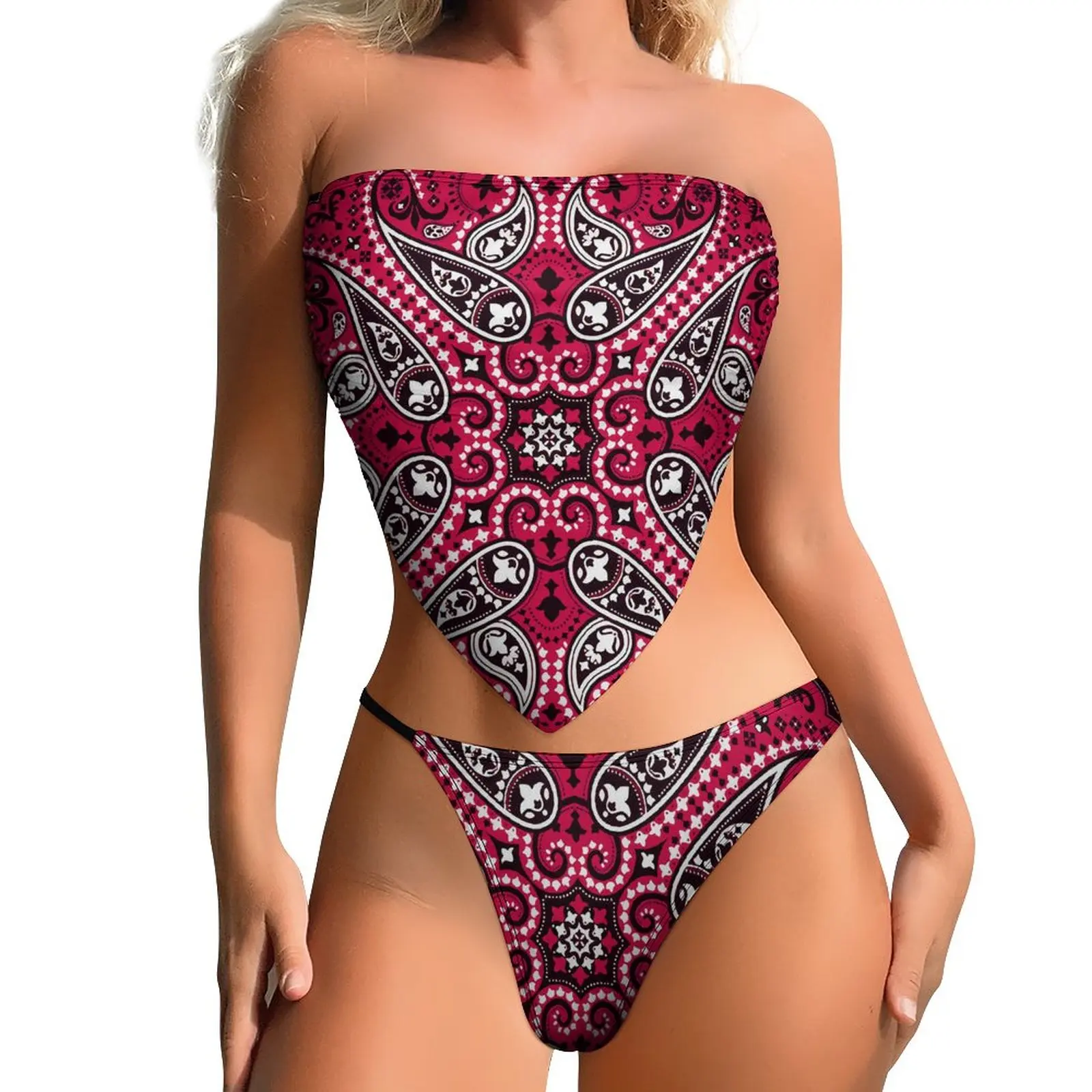 

Summer Hawaiian Vacation Bikini Sexy Low Waist Irregular Swimsuit Two-Piece Custom Polynesian Beach Push-Up Swimsuit Party