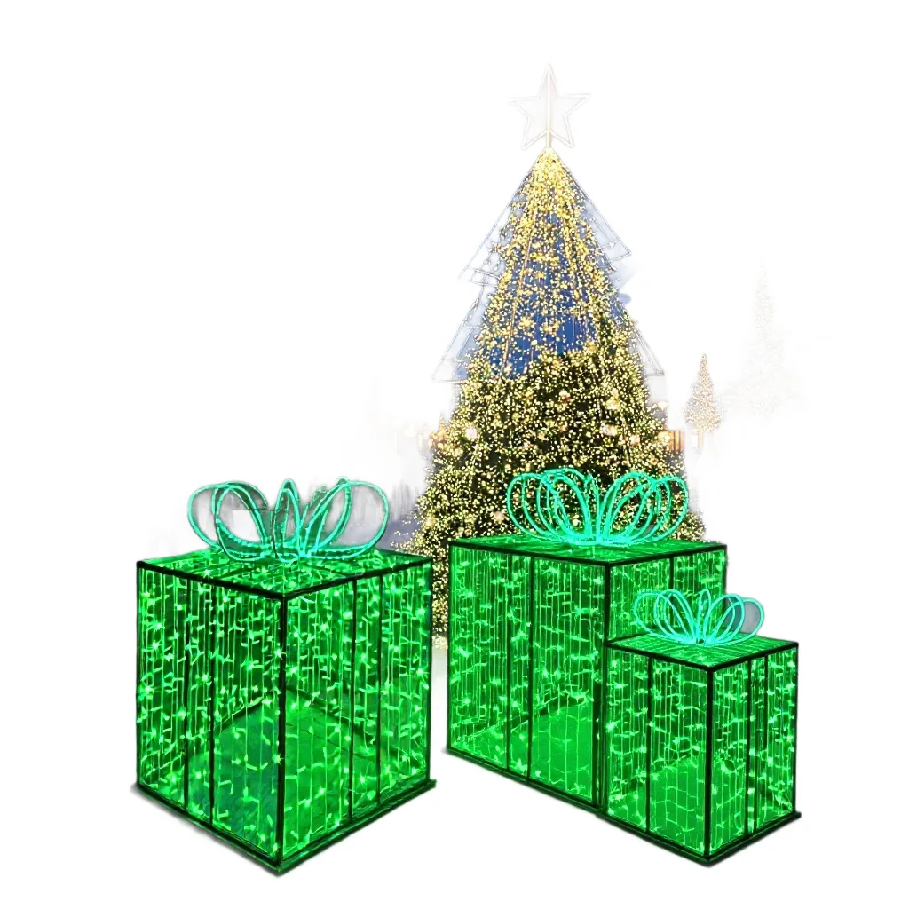 LED luminous gift box lighting, Christmas shopping mall outdoor beauty decoration light string, modeling atmosphere light