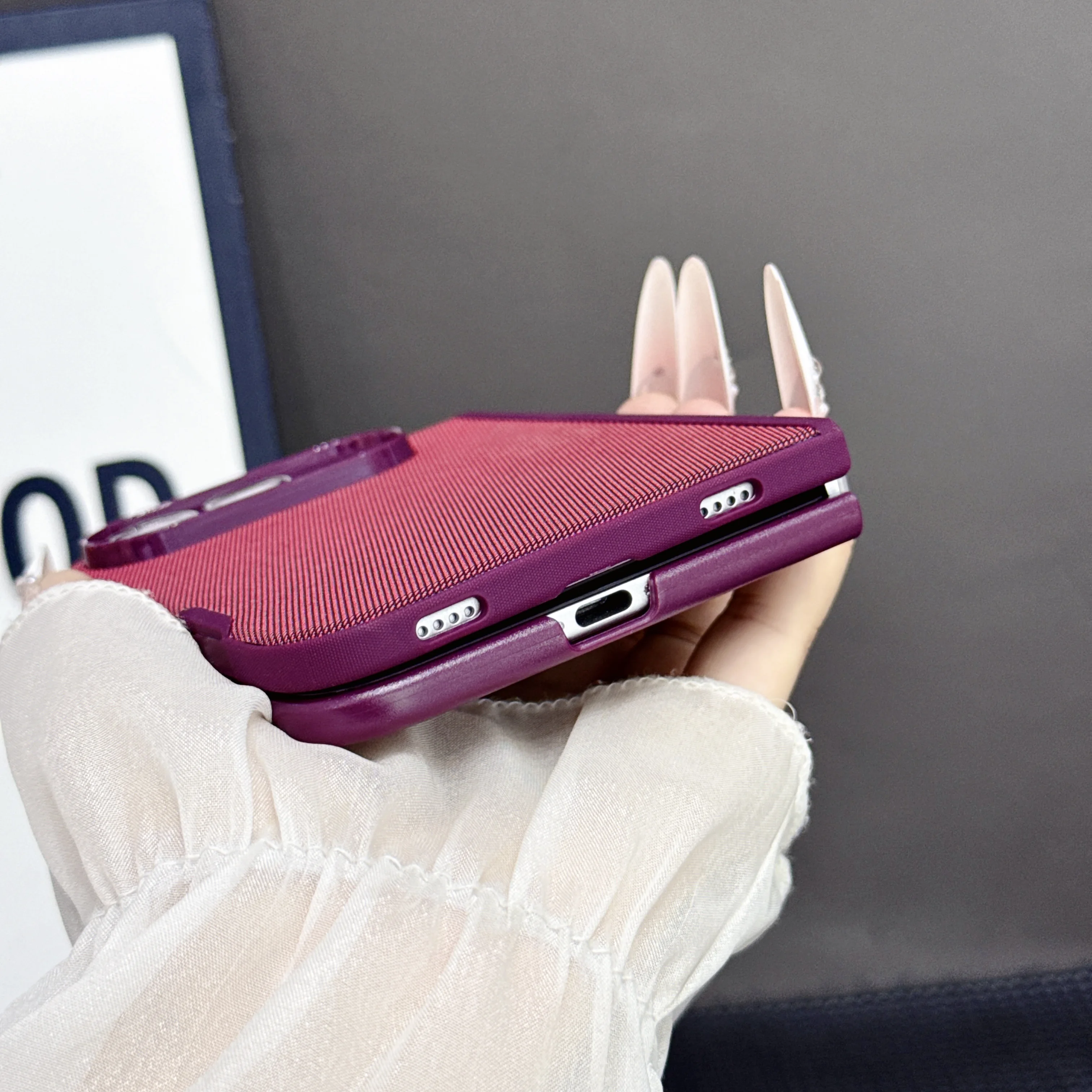 New Luxury TechWoven Fabric Fold Magnetic Case For iPhone Duo For MagSafe Charging Anti Fingerprint Shockproof Protection Cover - view 3