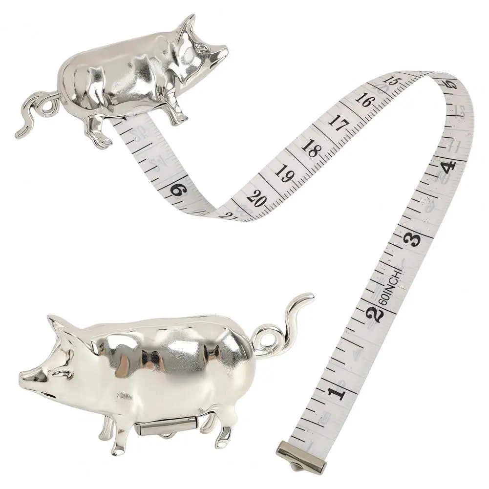 Flexible Sewing Ruler Vintage Metal Pig Tape Measure Shape Retractable Measuring Tape Portable Mini Sewing Tool Gift for Sewers