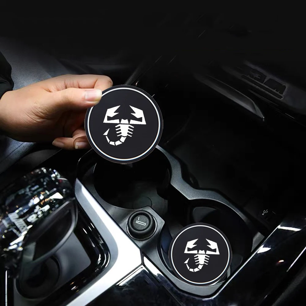 

2Pcs Anti-Slip Water Cup Drink Mat Insert Coaster Pads Car Silicone Coaster For Fiat Abarth 595 Abarth 500 Abarth 124 Spider
