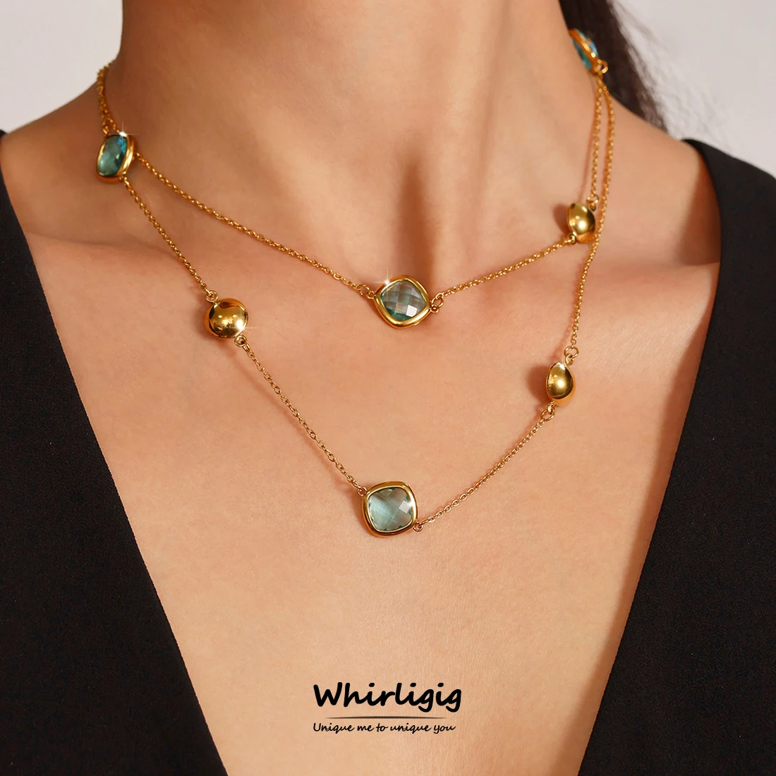 

Великолепное длинное стильное ожерелье из нержавеющей стали для женщин, роскошное чешское стекло с позолоченным шармом, свадебные банкетные украшения