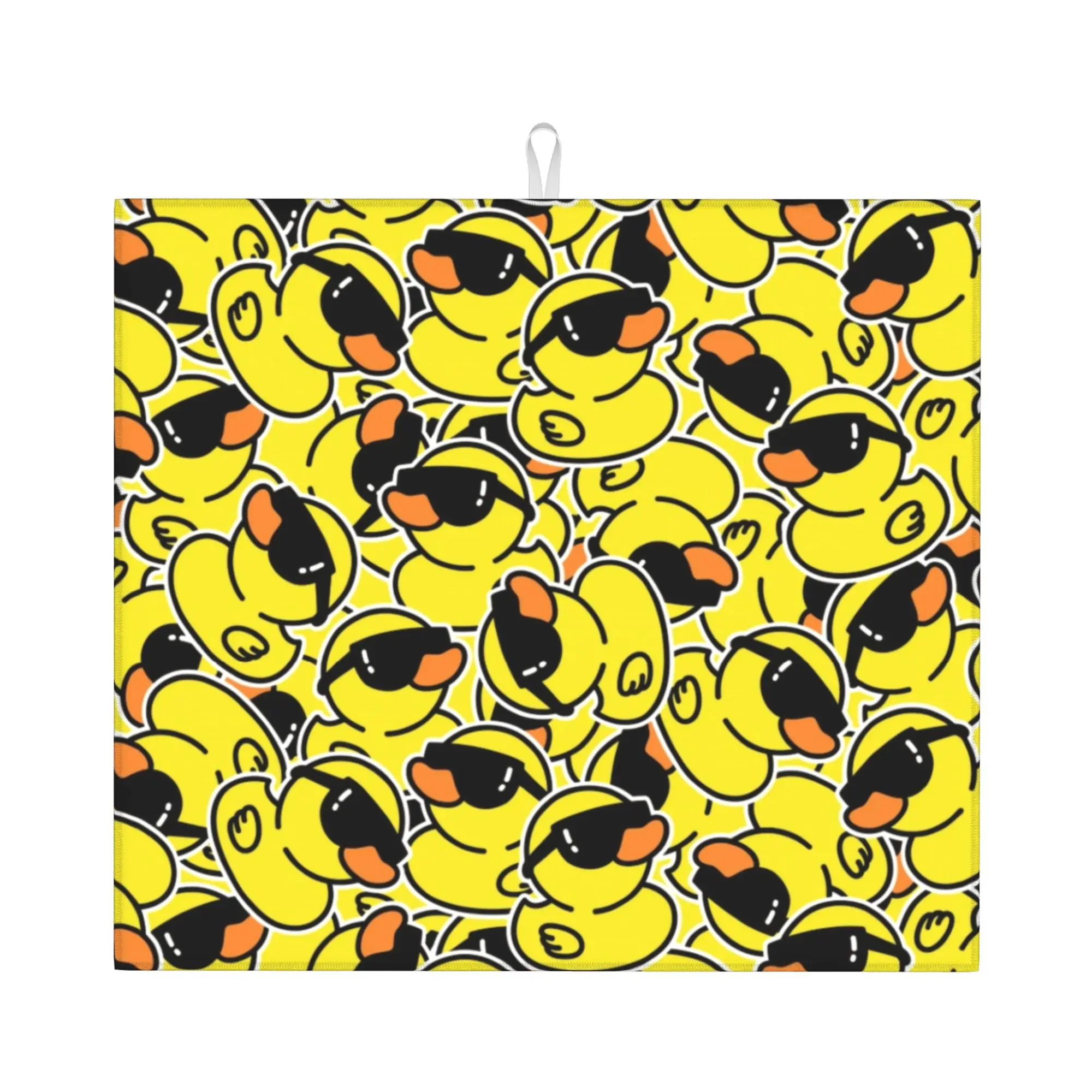 Drying Mat For Kitchen Yellow Cartoon Animal Rubber Duck Water Absorbent Reusable On Slip Kitchen Counter Protector Mat