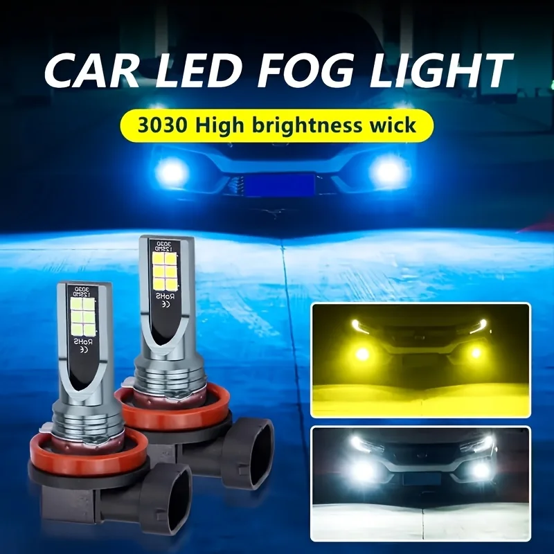 2pcs Super Bright H11 Led Bulbs H8 H16JPCar 12SMD LED Fog Lights DRL Auto Lamp DC 12V 6000K 3000K 8000K