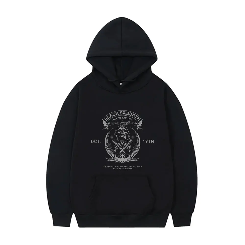 

Heavy Metal Rock Band Black Sabbath Never Say Die Skeleton Hoodie Ozzy Osbourne Pullover Hoodies Men Vintage Oversized Tracksuit