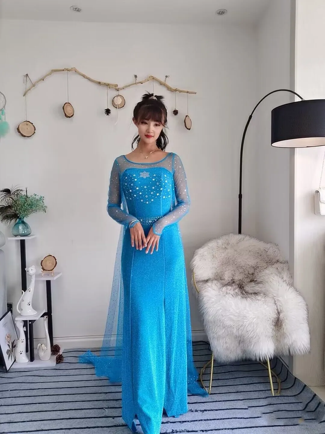 Elsa Princ Dr Ice Age Queen Kostüm Erwachsene Transformation Langes Kleid Halloween Performance Outfit Traditionelles Hanfu Bühnenkleid...