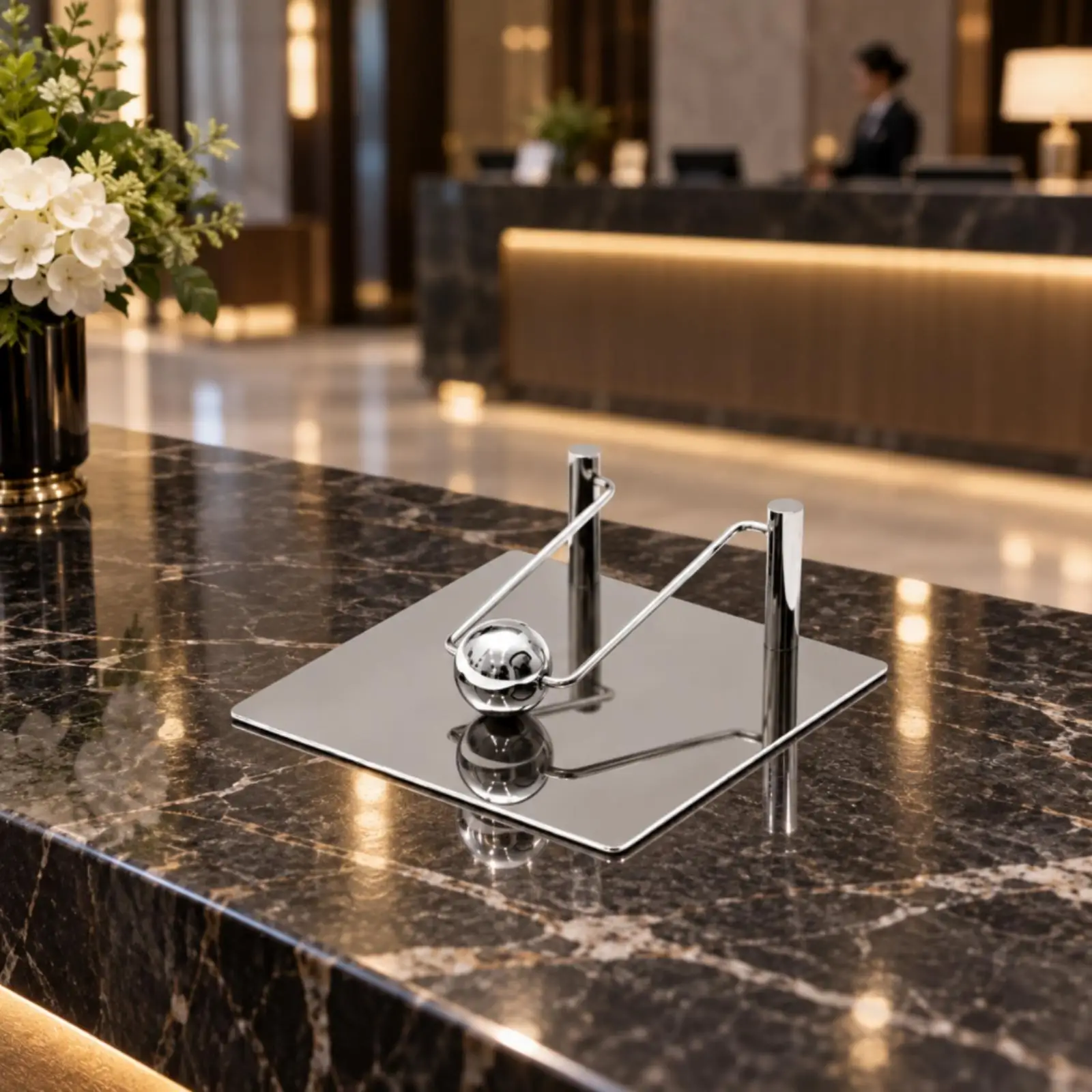Stainless Steel Tabletop Tissue Holder Rust-Proof Square Tissue Holder with Retaining Bar Compact Wipe-Clean