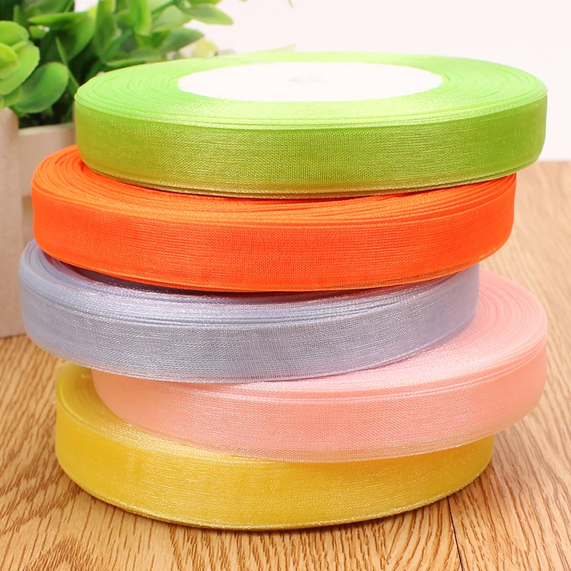 12mm Organza Ribbon 45Meters/Roll DIY Handmade Clothing Accessories Christmas Wedding Birthday Party Gift Wrapping Ribbon