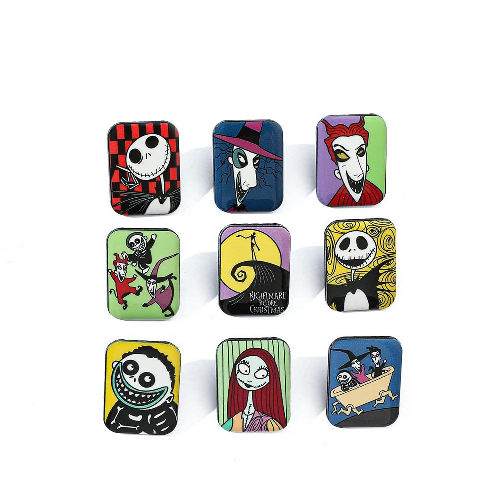 9 Pcs Anime The Nightmare Before Christmas Couple's Brooch Personalized Sally Jack Badge Jewelry Clothing Backpack Accessories