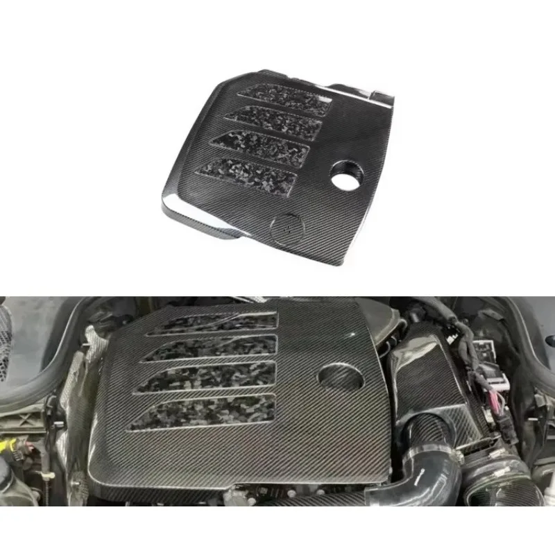 Dry Carbon Fiber Engine Cover Twill Carbon Weave Carbon Fiber Engine Hoods Bonnets for Mercedes BENZ C E M264 2.0T