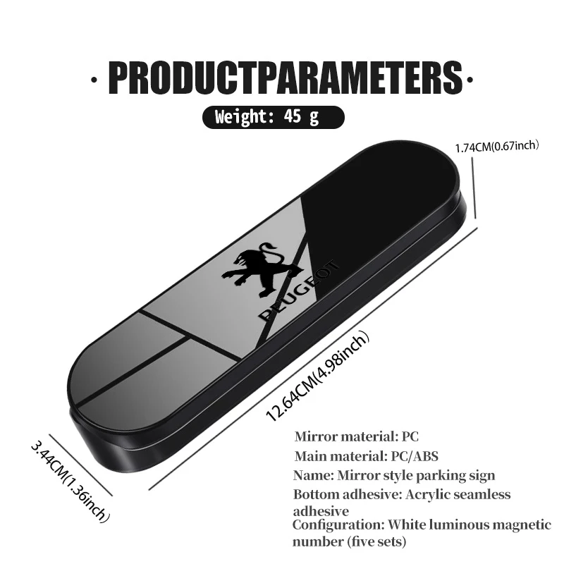 Universal Car Temporary Mirror Parking Phone Number Plate For Peugeot 208 407 508 5008 106 107 205 307 308 206 207 4008 301 - view 6