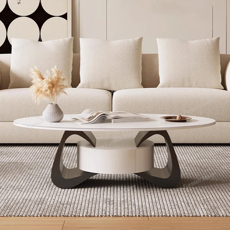 

Modern Trendy Coffee Tables Nordic Minimalist Oval Round Design Storage Living Room Coffee Table Furniture Escritorios FYCT