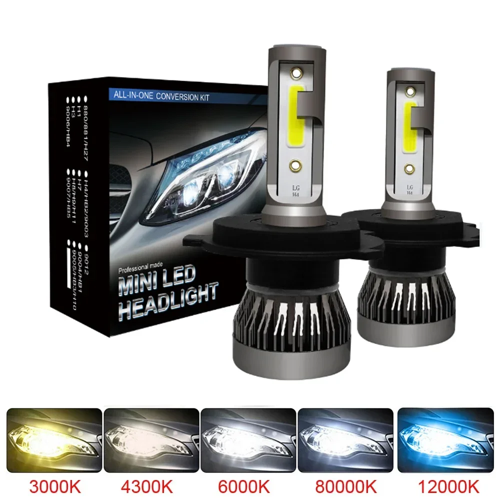 2 Stuks Led H4 H7 Auto Koplamp H1 Led Lamp H8 H11 9005 HB3 9006 HB4 9004 HB1 H3 HB5 H13 Led verlichting 20000LM Turbo Lampada 12V