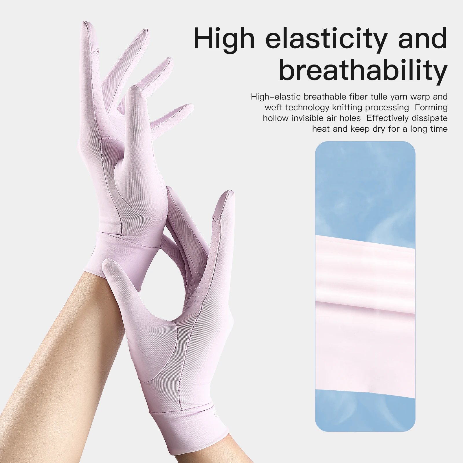 Kyncilor Sunscreen gloves Women's summer breathable thin UV leak prevention finger fishing outdoor riding ice silk gloves