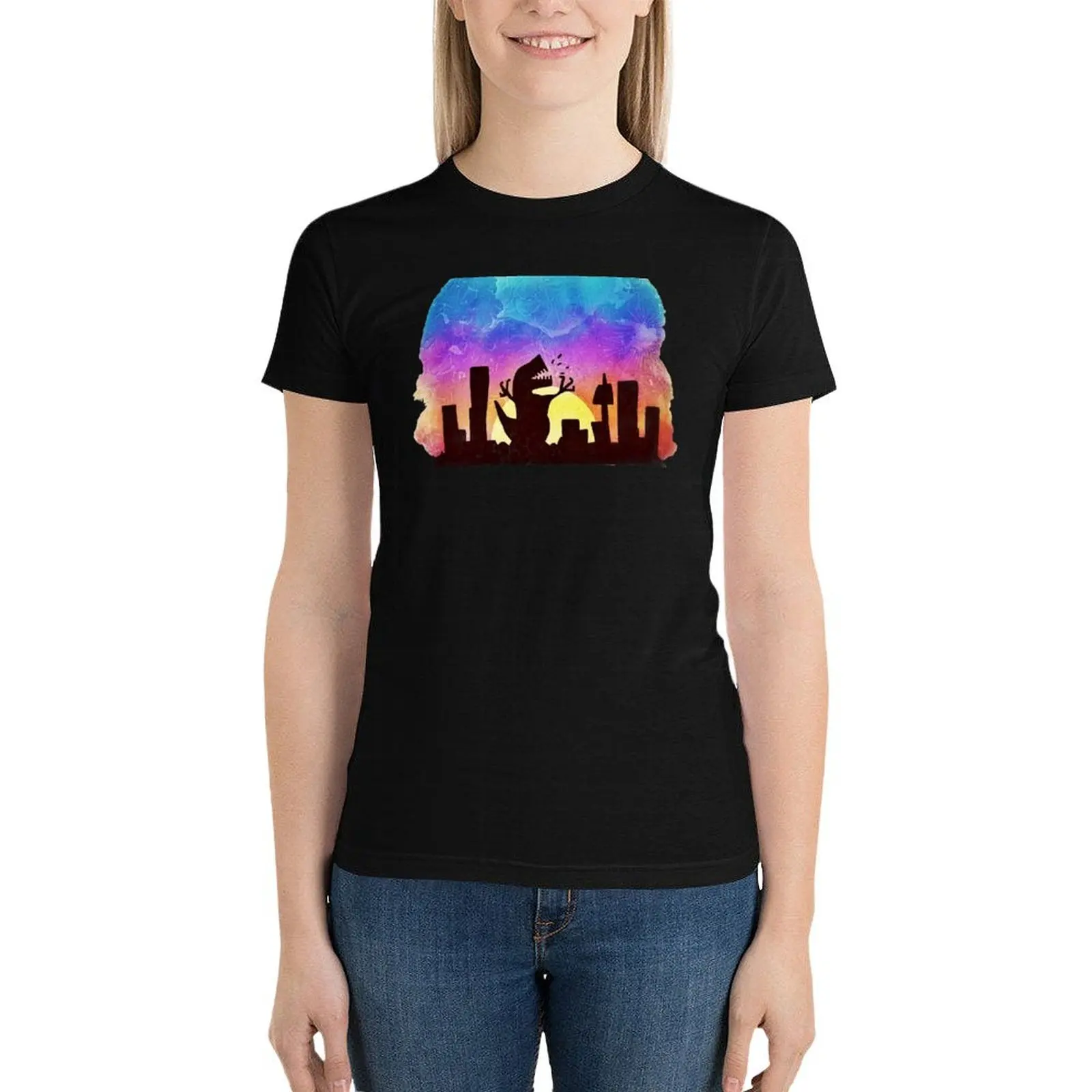 The beauty of a sunset T-Shirt female anime clothes Women's summer blouses 2024