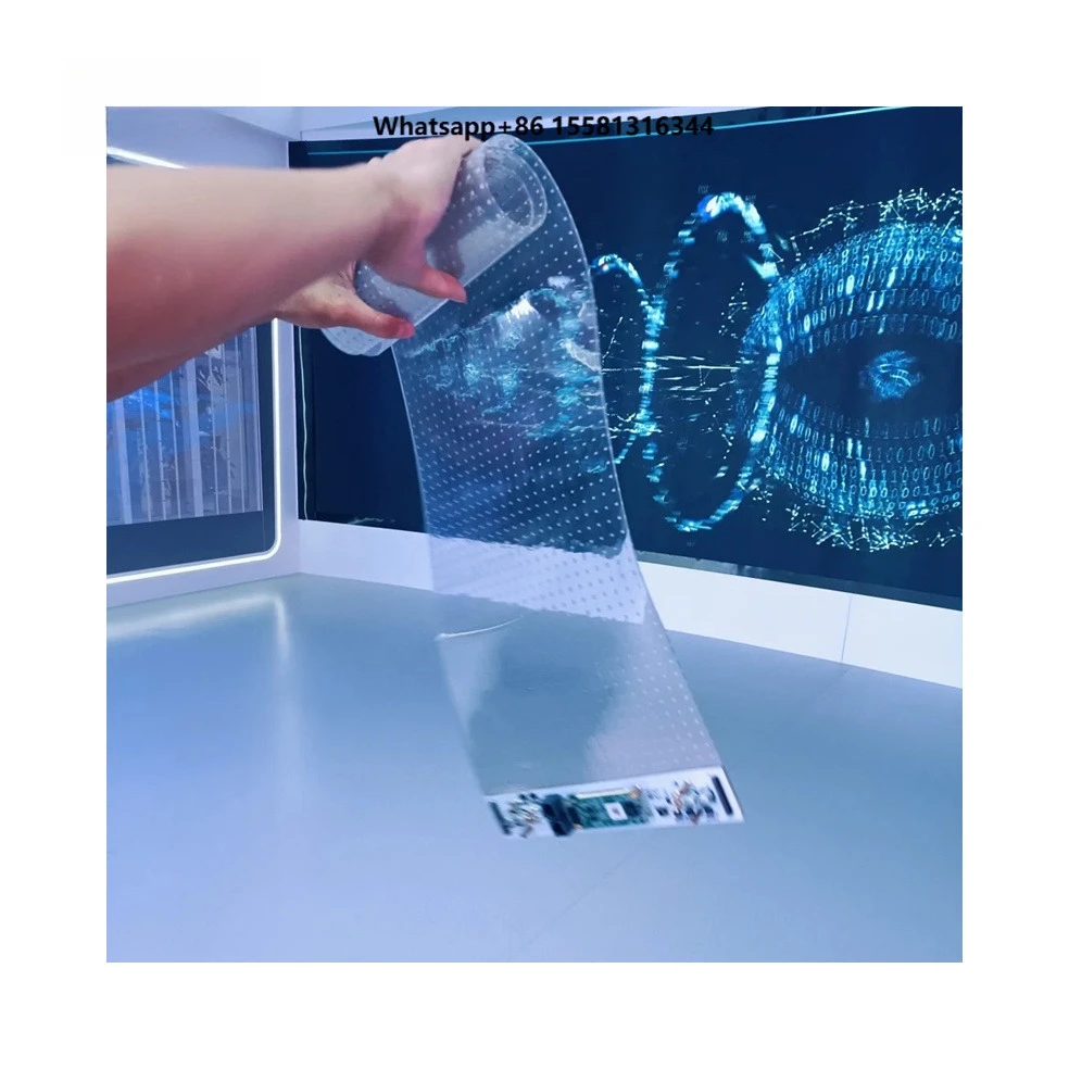 Pushunled Transparent Led Film Transparent Flexible Glass Led Display Transparent Glass Adhesive Cuttable Led Screen
