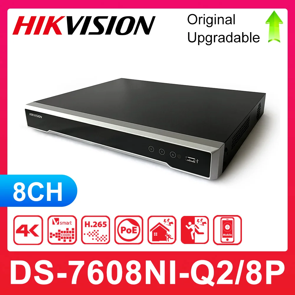 Original Hikvision DS-7616NI-Q2/16P 8/16CH with POE Ports 4K H.265 2 SATA NVR DS-7608NI-Q2/8P Network Video Recorder CCTV System