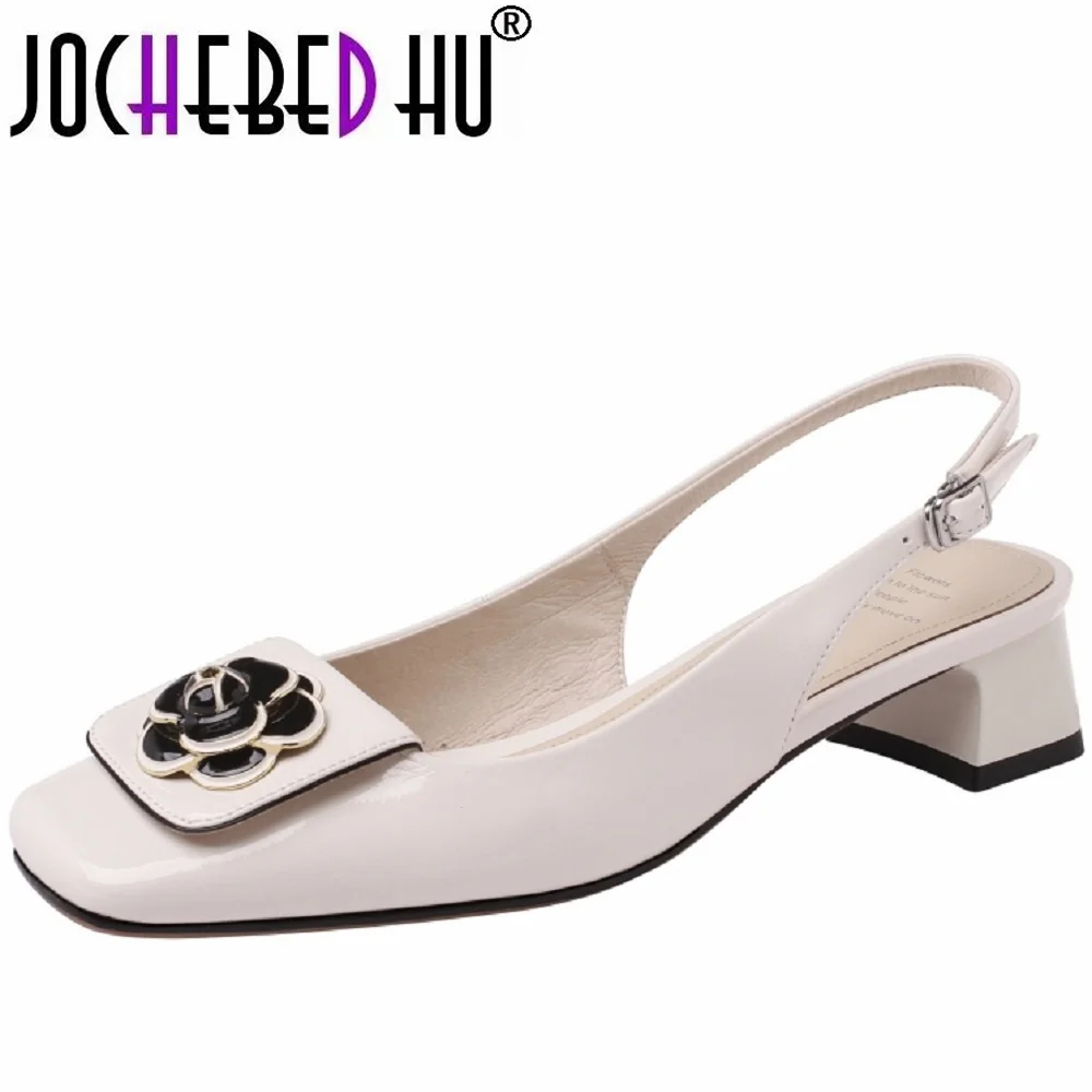 

【JOCHEBED HU】French Style Brand Genuine Leather Thin Heel High Heel Shoes Women's New Outer Wear Gentle Temperament Fashion