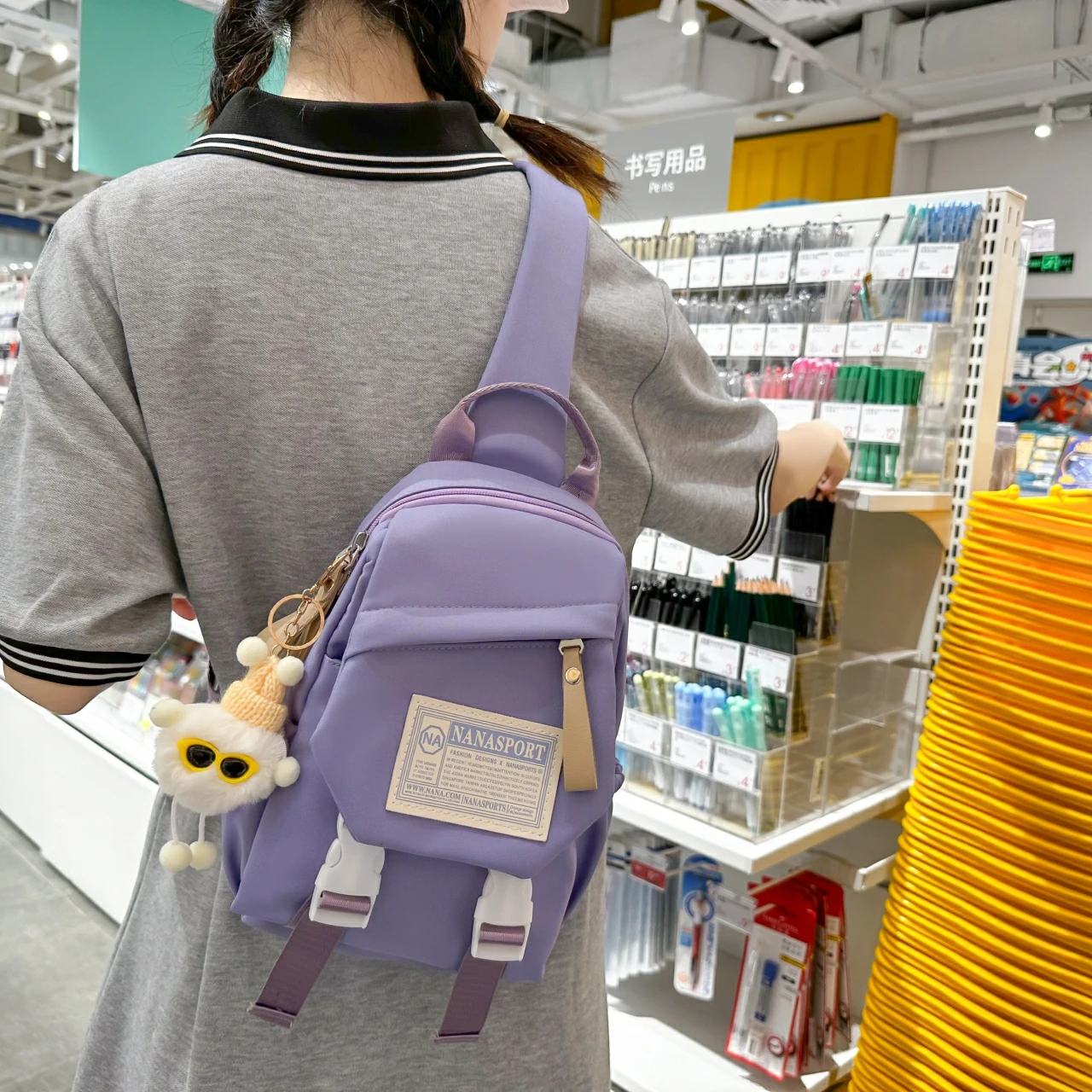 2023 New Style Lightweight Polyester Women Shoulder Chest Bags Daypack  Hiking Cute Pattern Backpacks Small Sling Bag