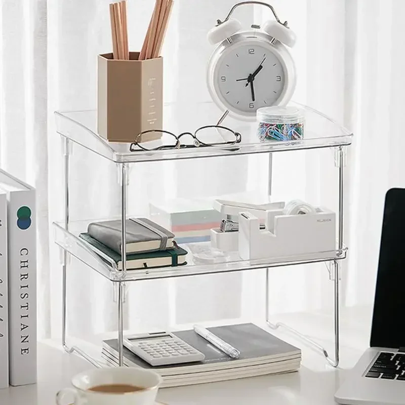 Cosmetics Organizer Rack Multi-functional Table Makeup Stackable Storage Shelf Home Rack Storage Appliance Side Desktop