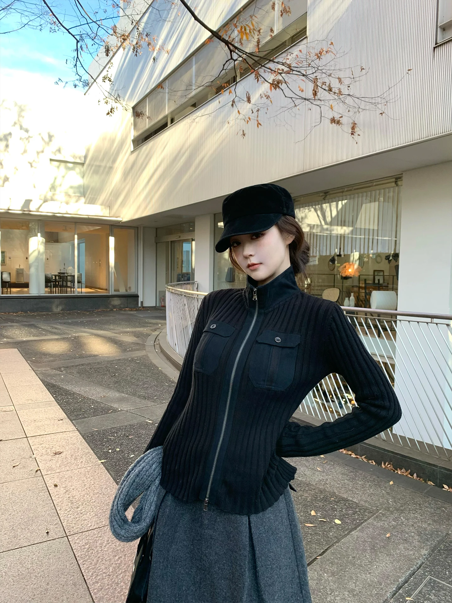 

Bla Vertical Stripe Knitted Sweater GYO One Day Leisure Soft Cotton Blend Long Sve Cardigan k Sle Women's Faion